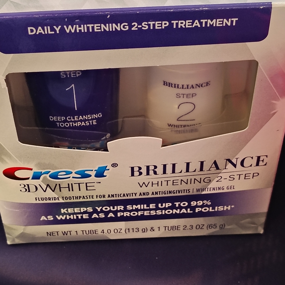 Crest Brilliance Whitening 2-Step Treatment - Blue and White